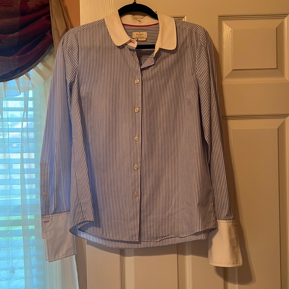 Like new Kate Spade size 10 button up shirt in blue stripe